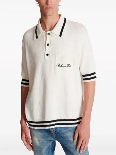 Shop Balmain Polo Shirt With Embroidery