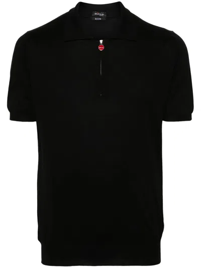 Shop Kiton Ribbed Cotton Polo Shirt