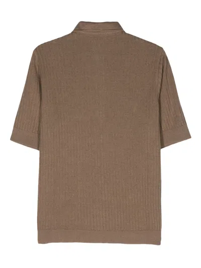 Shop Lardini Ribbed Knit Polo Shirt