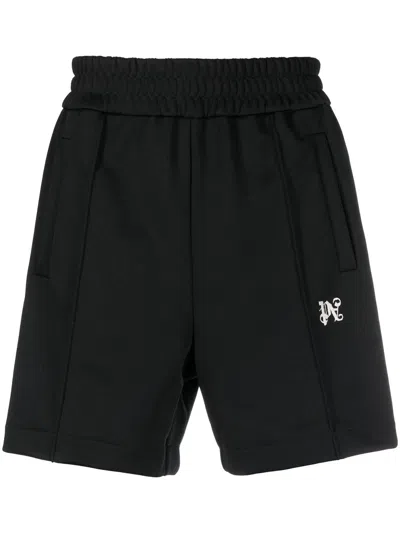 Shop Palm Angels Striped Sports Shorts With Embroidery