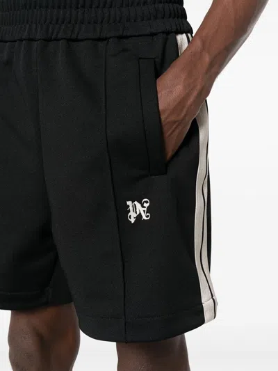 Shop Palm Angels Striped Sports Shorts With Embroidery