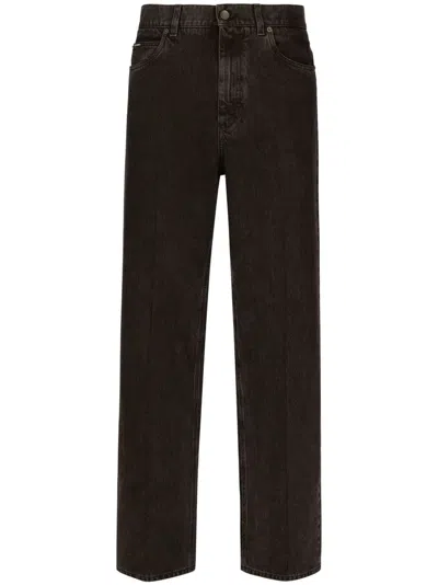 Shop Dolce & Gabbana Wide Leg Jeans In A Dark Wash