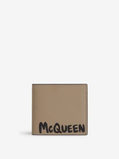 Shop Alexander Mcqueen Leather Logo Wallet In Contrast Printed Logo