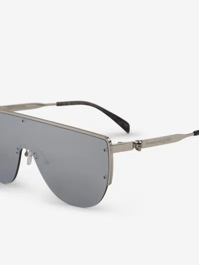 Shop Alexander Mcqueen Mask Style Sunglasses In Silver
