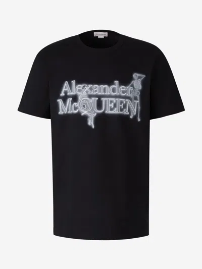 Shop Alexander Mcqueen Printed Graphic T-shirt In Black