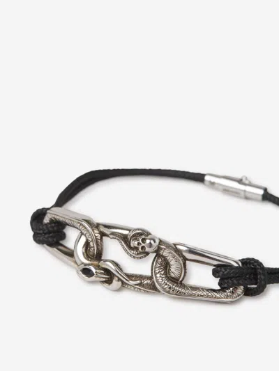 Shop Alexander Mcqueen Snake Cord Bracelet In Magnetic Frame Closure