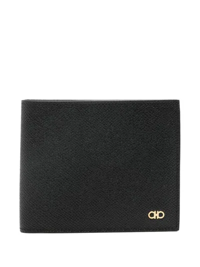 Shop Ferragamo Bi-fold Micro Hooks Wallet Accessories In Black