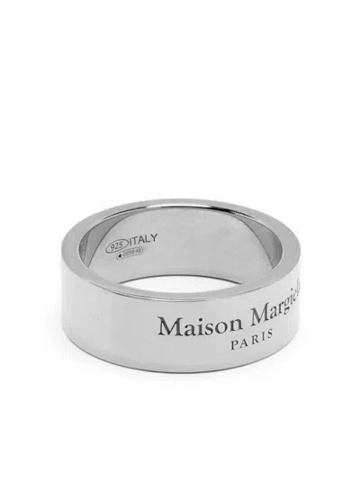Shop Maison Margiela Engraved Logo Ring Accessories In Grey