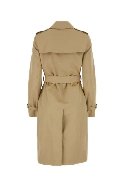 Shop Burberry Woman Beige Cotton Trench Coat In Brown