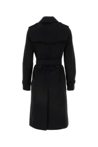 Shop Burberry Woman Black Gabardine Heritage Kensington Trench Coat