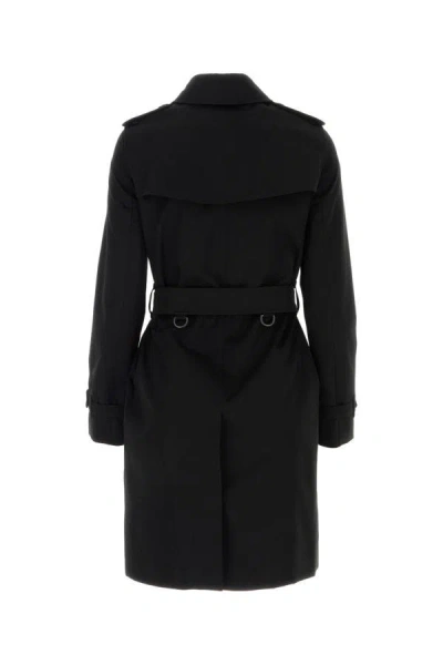 Shop Burberry Woman Black Gabardine Trench Coat