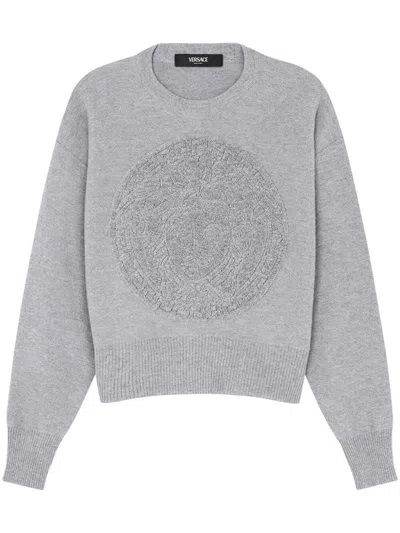 Shop Versace Jellyfish Sweater With Sponge Clothing In Grey