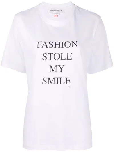 Shop Victoria Beckham T-shirt Slogan Clothing In White