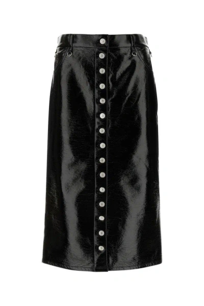 Courrèges Multiflex Patent-finish Midi Skirt In Black