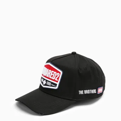 Shop Dsquared2 Black Baseball Cap With Logo Patch Men
