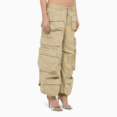 Shop Dsquared2 Beige Multi-pocket Cargo Trousers Women In Cream