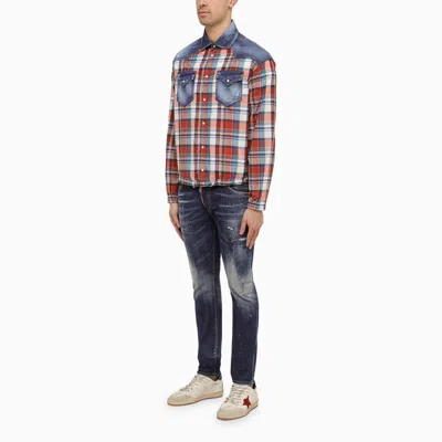 Shop Dsquared2 Multicoloured Checked Shirt With Denim Details Men In Multicolor