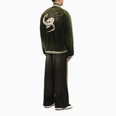 Shop Miharayasuhiro Maison Mihara Yasuhiro Green Cotton Bomber Jacket With Embroideries Men