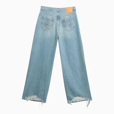 Shop Martine Rose Light Blue Wide Denim Jeans Men