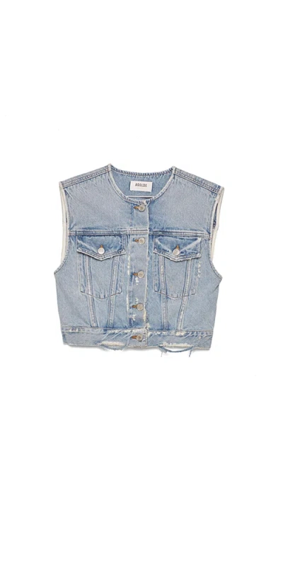 Agolde Leo Cropped Vest In Fray