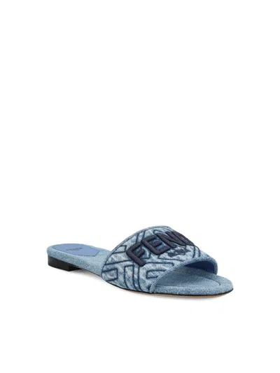 Shop Fendi Sandals In Blue Matelasse+black