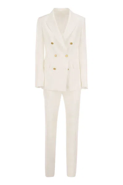 Shop Tagliatore Linen Suit In White