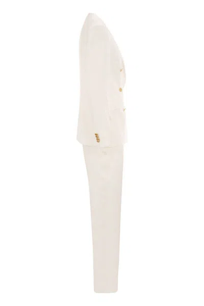 Shop Tagliatore Linen Suit In White