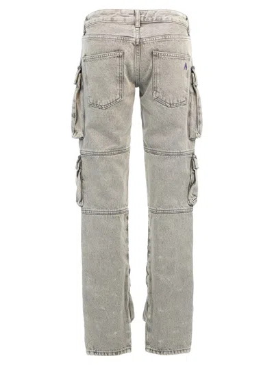 Attico 'essie' Distressed Cargo Trousers With Multiple Pockets In Gray