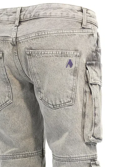 Attico 'essie' Distressed Cargo Trousers With Multiple Pockets In Gray