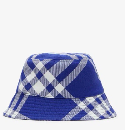 Shop Burberry Check Wool Blend Bucket Hat In Blue