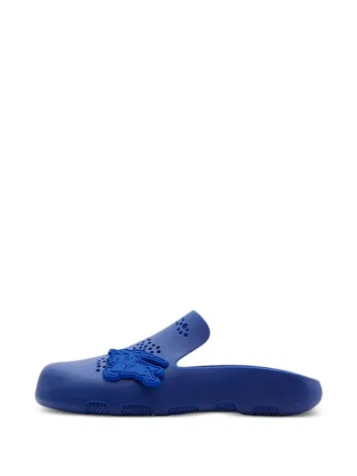 Shop Burberry Stingray Perforated Clogs In Blue