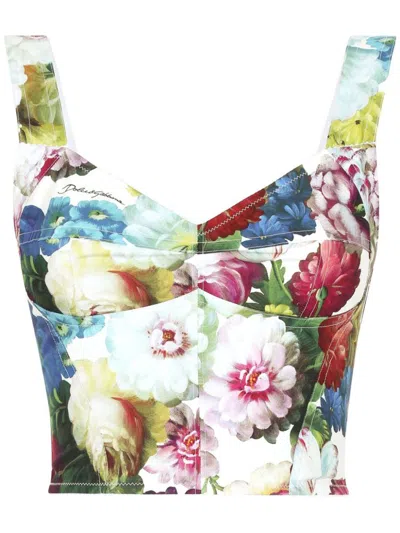 Shop Dolce & Gabbana Night Flower Print Top In Multicolour