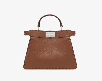 Shop Fendi "peekaboo Iseeu Small" Shoulder Bag In Brown