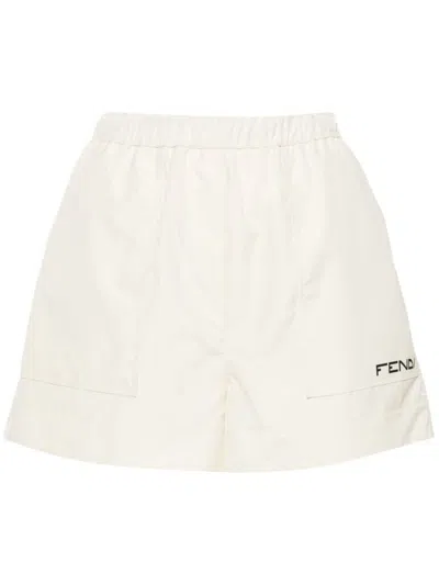 Shop Fendi Nylon Shorts In Beige