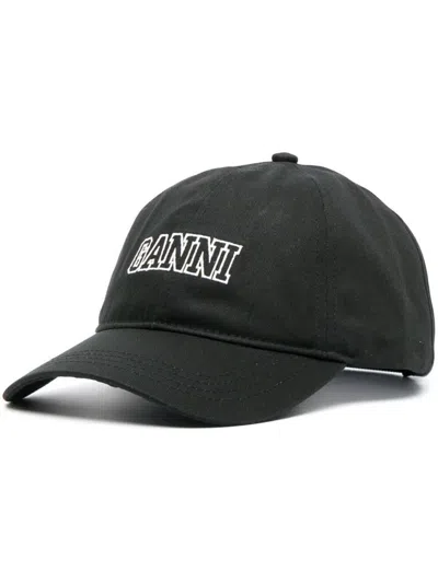 Shop Ganni Cap Hat Accessories In Black