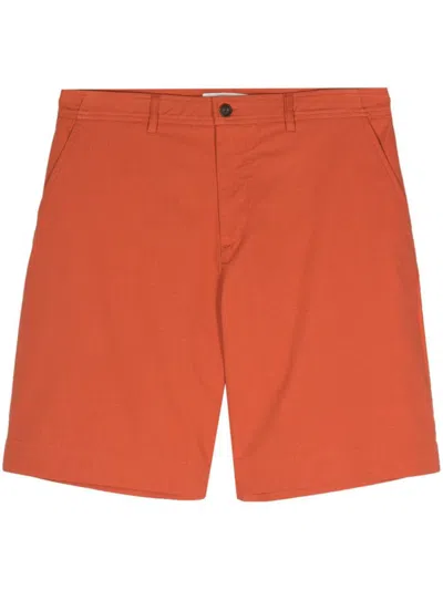 Shop Maison Kitsuné "board" Cotton Bermuda Shorts In Red