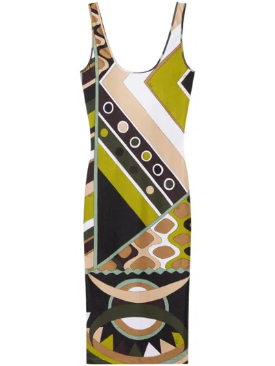 Shop Pucci Printed Lycra Short Dress In Green