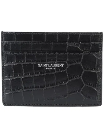 Shop Saint Laurent " Paris" Card Holders In Black