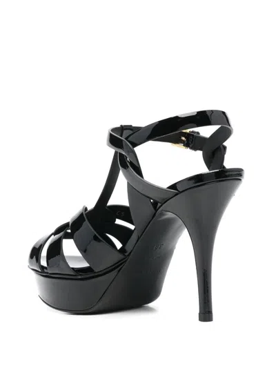 Shop Saint Laurent "tribute" 115mm Sandals In Black
