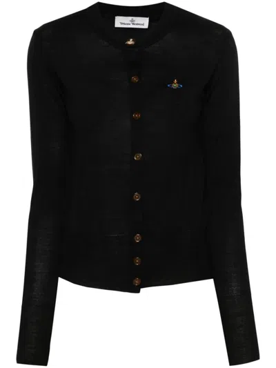 Shop Vivienne Westwood Bea Wool And Silk Blend Cardigan In Black