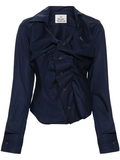 Shop Vivienne Westwood Drunken Cotton Shirt In Blue