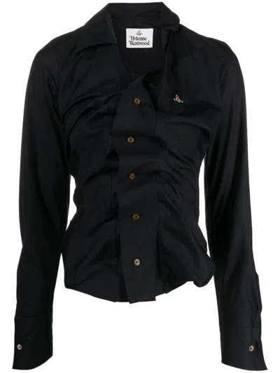 Shop Vivienne Westwood Drunken Cotton Shirt In Black