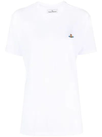 Shop Vivienne Westwood Logo Cotton T-shirt In White