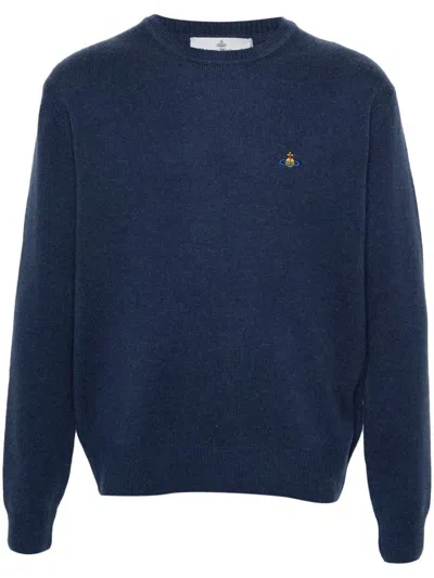 Shop Vivienne Westwood Logo Wool Sweater In Blue