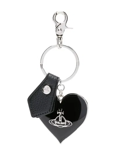 Shop Vivienne Westwood Mirror Heart Orb Keyring In Black