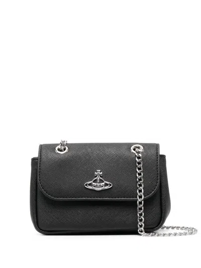 Shop Vivienne Westwood Saffiano Small Purse On Chain In Black
