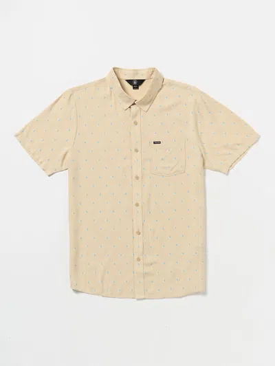 Shop Volcom High Ball Short Sleeve Woven Shirt - Sand In Beige