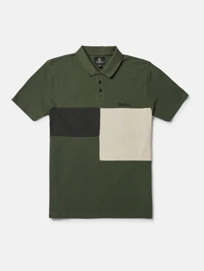 Shop Volcom Stoney Baloney Polo Short Sleeve Shirt - Squadron Green In Multi
