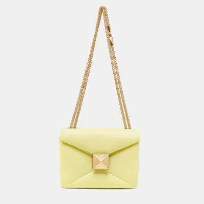 Shop Valentino Leather One Stud Chain Bag In Yellow