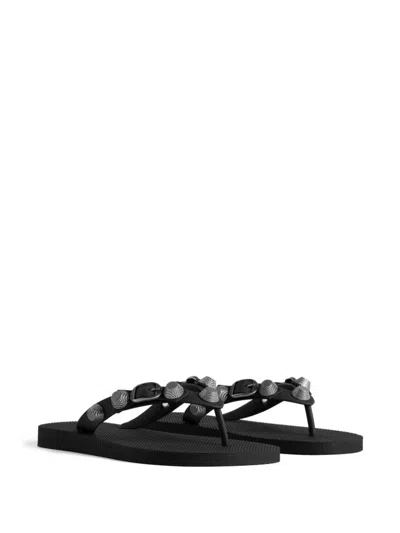 Shop Balenciaga Cagole Thong Sandals In Black